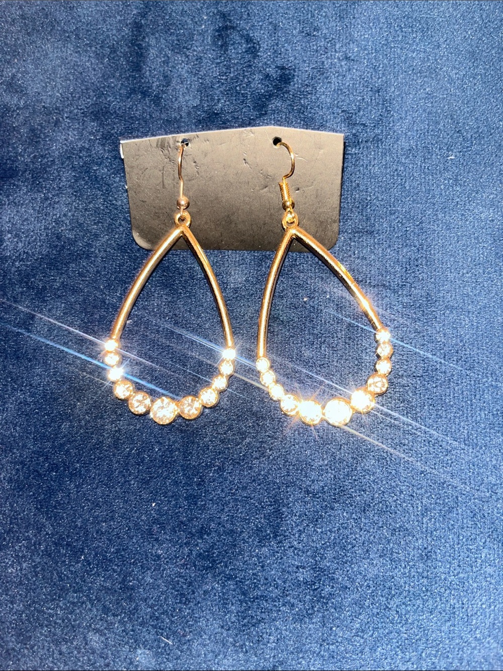 Gold Teardrop Crystal Hoop Earrings - Women Jewelry